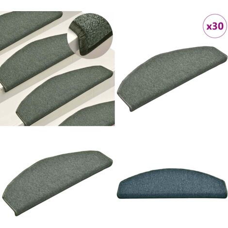 Tappetini per scale 30 pz 65x24x4 cm Verde scuro Semicircolari Grandi - Tappetini antiscivolo - Tappetini per scale verde scuro