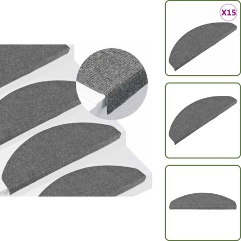 Tappetini per scale anti-scivolo - vidaXL Tappetini Autoadesivi per Scale 15 pz 65x22,5x3,5 cm Grigi - Tappetini per scale in feltro