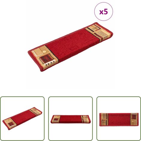 Tappetini per scale antiscivolo -  Tappetini per Scale Autoadesivi 5pz 65x21x4 cm Rossi