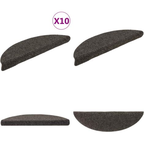 Tappetini per scale autoadesivi 10 pz 56x17x3 cm antracite semicircolari - Tappeti autoadesivi - Tappeti per scale antracite