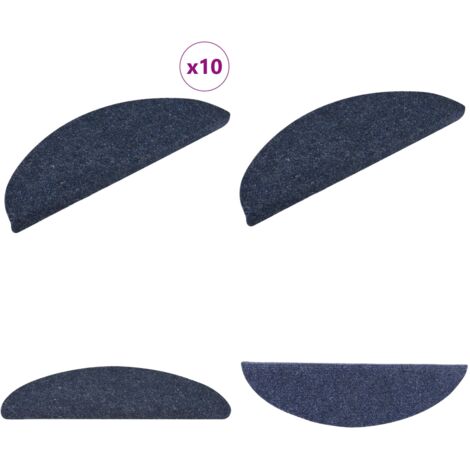 Tappetini per scale autoadesivi 10 pz 56x17x3 cm blu semicircolari - Tappeti autoadesivi - Tappeti per scale blu