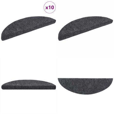 Tappetini per scale autoadesivi 10 pz 56x17x3 cm Grigio scuro semicircolari - Tappetini autoadesivi - Tappetini per scale autoadesivi