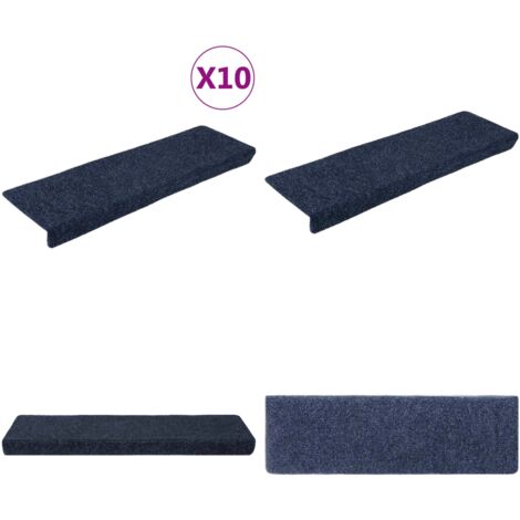 Tappetini per scale autoadesivi 10 pz 65x21x4 cm Antracite Bordo rettangolare - Tappeti autoadesivi - Tappeti antiscivolo