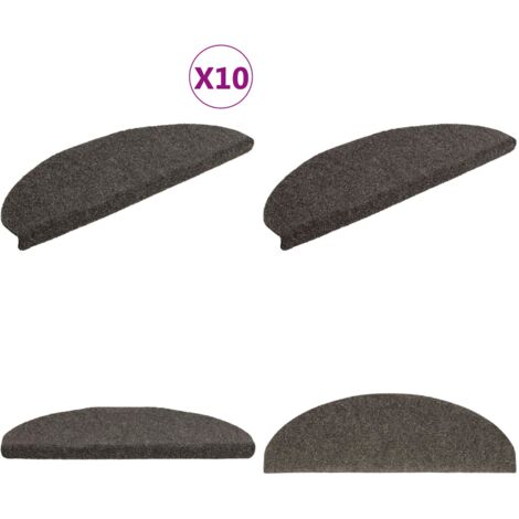 Tappetini per scale autoadesivi 10 pz 65x21x4 cm Antracite Semicircolari Grandi - Tappeti autoadesivi - Tappeti per scale antracite