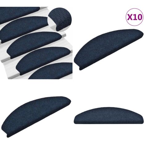 Tappetini per scale autoadesivi 10 pz 65x21x4 cm blu navy semicircolari grandi - Tappeti autoadesivi - Tappeti per scale blu navy