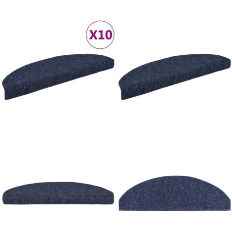 Tappetini per scale autoadesivi 10 pz 65x21x4 cm blu semicircolari grandi - Tappeti autoadesivi - Tappeti per scale blu