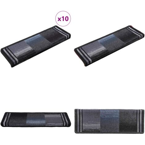 Tappetini per Scale Autoadesivi 10 pz 65x21x4 cm Nero e Grigio - Tappetini autoadesivi - Tappetini per scale autoadesivi