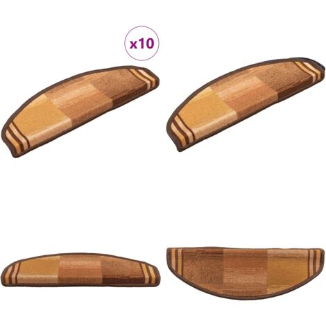 Tappetini per Scale Autoadesivi 10pz 65x21x4 cm Marroni - Tappetini per scale anti scivolo - Tappetini per scale anti scivolamento