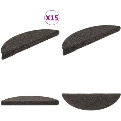 Tappetini per scale autoadesivi 15 pz 56x17x3 cm antracite semicircolari - Tappeti autoadesivi - Tappeti antiscivolo
