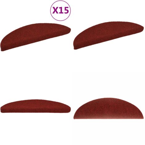 Tappetini per scale autoadesivi 15 pz 56x17x3 cm Bordeaux Rosso Semicircolari - Tappeti autoadesivi - Tappeti per scale autoadesivi