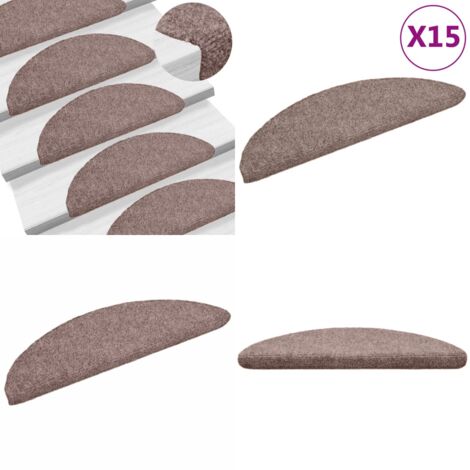 Tappetini per scale autoadesivi 15 pz 56x17x3 cm Marrone Chiaro Semicircolari - Tappeti autoadesivi - Tappeti per scale autoadesivi