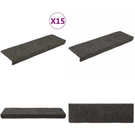 Tappetini per scale autoadesivi 15 pz 65x21x4 cm Antracite Bordo rettangolare - Tappeti autoadesivi - Tappeti per scale antracite