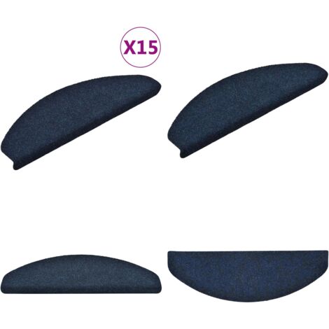 Tappetini per scale autoadesivi 15 pz 65x21x4 cm blu navy semicircolari grandi - Tappeti autoadesivi - Tappeti per scale blu navy