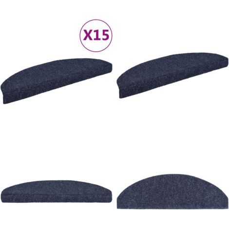 Tappetini per scale autoadesivi 15 pz 65x21x4 cm blu semicircolari grandi - Tappeti autoadesivi - Tappeti per scale blu