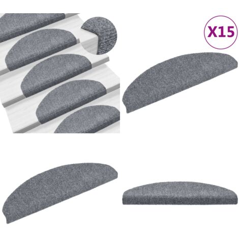 Tappetini per scale autoadesivi 15 pz 65x21x4 cm Grigio chiaro Semicircolari Grandi - Tappeti autoadesivi - Tappeti per scale autoadesivi