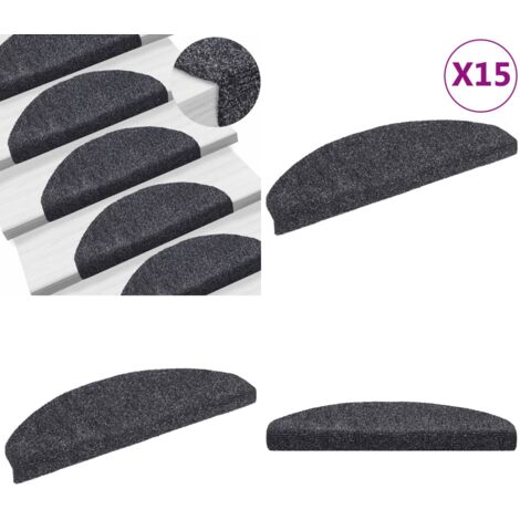 Tappetini per scale autoadesivi 15 pz 65x21x4 cm Grigio scuro Semicircolari Grandi - Tappetini autoadesivi - Tappetini per scale autoadesivi