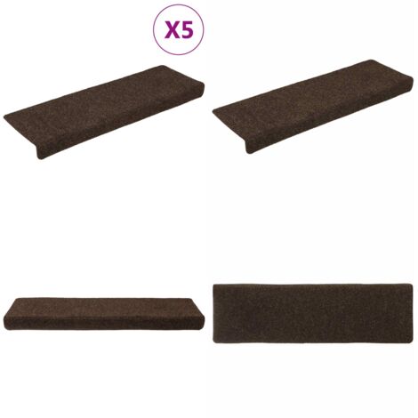 Tappetini per scale autoadesivi 15 pz 65x21x4 cm marrone bordo rettangolare - Tappeti autoadesivi - Tappeti per scale autoadesivi
