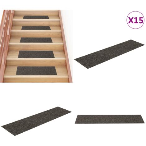 Tappetini per scale autoadesivi 15 pz 76x20 cm antracite rettangolari - Tappeti autoadesivi - Tappeti per scale antracite