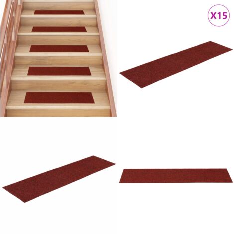Tappetini per scale autoadesivi 15 pz 76x20 cm Bordeaux Rosso Rettangolari - Tappeti autoadesivi - Tappeti per scale autoadesivi