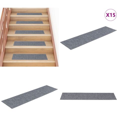 Tappetini per scale autoadesivi 15 pz 76x20 cm Grigio chiaro Rettangolari - Tappeti autoadesivi - Tappeti per scale autoadesivi
