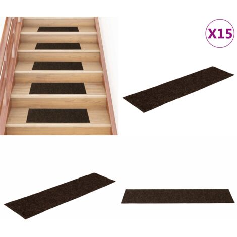Tappetini per scale autoadesivi 15 pz 76x20 cm marrone rettangolari - Tappeti autoadesivi - Tappeti per scale autoadesivi