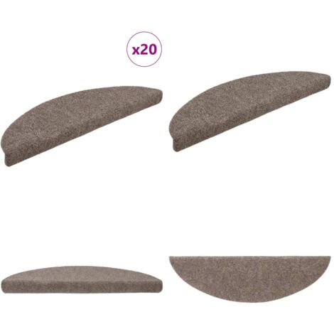 Tappetini per scale autoadesivi 20 pz 56x17x3 cm beige semicircolari - Tappeti autoadesivi - Tappeti per scale autoadesivi