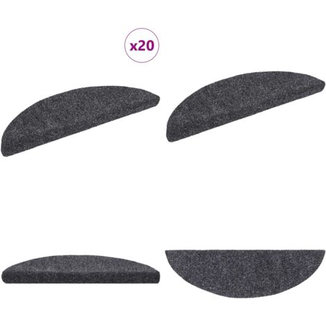 Tappetini per scale autoadesivi 20 pz 56x17x3 cm Grigio scuro semicircolari - Tappetini autoadesivi - Tappetini antiscivolo