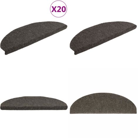 Tappetini per scale autoadesivi 20 pz 65x21x4 cm Antracite Semicircolari Grandi - Tappeti autoadesivi - Tappeti per scale antracite