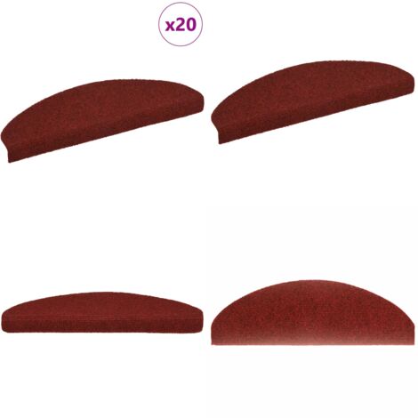Tappetini per scale autoadesivi 20 pz 65x21x4 cm Bordeaux Rosso Semicircolari Grandi - Tappeti autoadesivi - Tappeti per scale autoadesivi