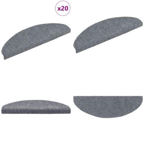 Tappetini per scale autoadesivi 20 pz 65x21x4 cm Grigio chiaro Semicircolari Grandi - Tappeti autoadesivi - Tappeti per scale autoadesivi