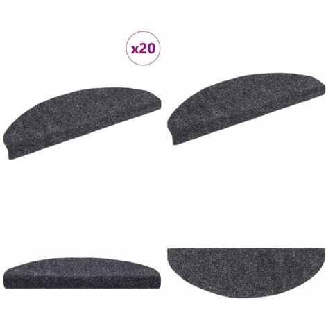Tappetini per scale autoadesivi 20 pz 65x21x4 cm Grigio scuro Semicircolari Grandi - Tappetini autoadesivi - Tappetini antiscivolo