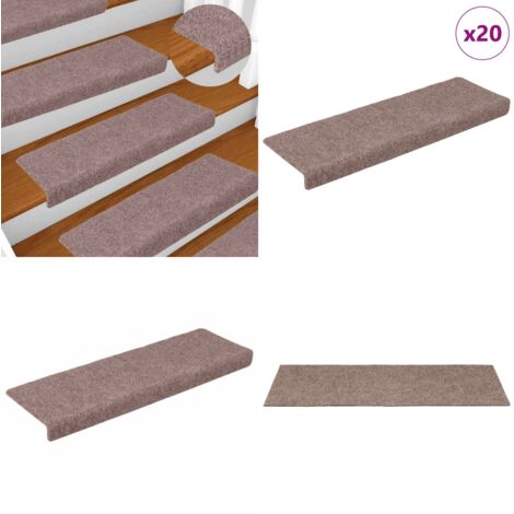 Tappetini per scale autoadesivi 20 pz 65x21x4 cm Marrone Chiaro Bordo rettangolare - Tappeti autoadesivi - Tappeti antiscivolo