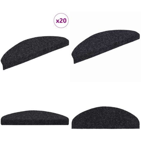 Tappetini per scale autoadesivi 20 pz 65x21x4 cm neri semicircolari grandi - Tappeti autoadesivi - Tappeti per scale neri