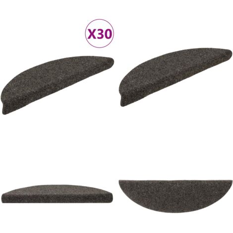 Tappetini per scale autoadesivi 30 pz 56x17x3 cm antracite semicircolari - Tappeti autoadesivi - Tappeti antiscivolo