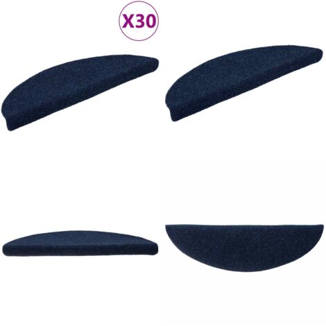 Tappetini per scale autoadesivi 30 pz 56x17x3 cm blu navy semicircolari - Tappeti autoadesivi - Tappeti antiscivolo
