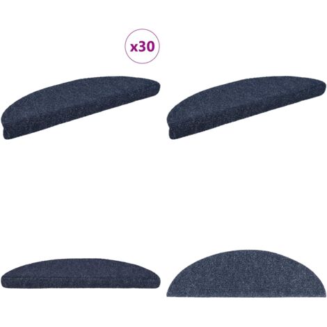 Tappetini per scale autoadesivi 30 pz 56x17x3 cm blu semicircolari - Tappeti autoadesivi - Tappeti per scale blu