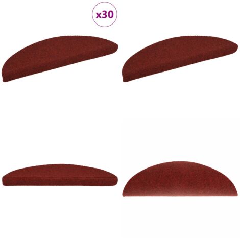 Tappetini per scale autoadesivi 30 pz 56x17x3 cm Bordeaux Rosso Semicircolari - Tappeti autoadesivi - Tappeti per scale autoadesivi