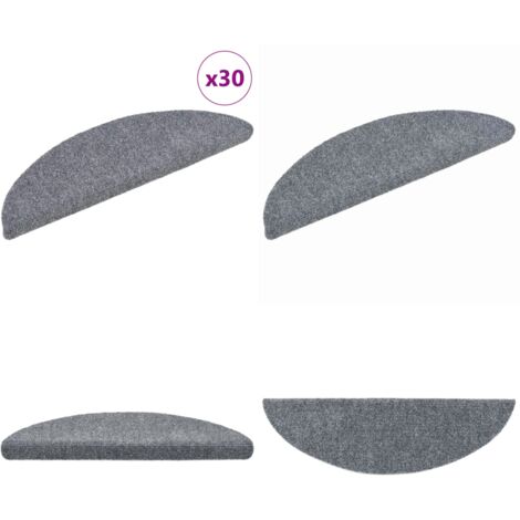 Tappetini per scale autoadesivi 30 pz 56x17x3 cm Grigio chiaro semicircolari - Tappeti autoadesivi - Tappeti antiscivolo