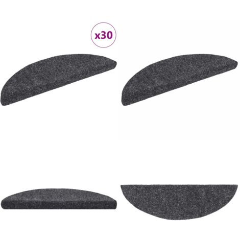 Tappetini per scale autoadesivi 30 pz 56x17x3 cm Grigio scuro semicircolari - Tappetini autoadesivi - Tappetini antiscivolo