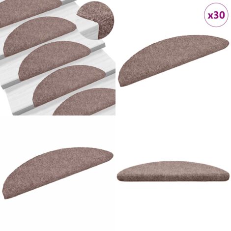 Tappetini per scale autoadesivi 30 pz 56x17x3 cm Marrone Chiaro semicircolari - Tappeti autoadesivi - Tappeti antiscivolo