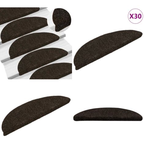 Tappetini per scale autoadesivi 30 pz 56x17x3 cm marrone scuro semicircolari - Tappeti autoadesivi - Tappeti per scale autoadesivi