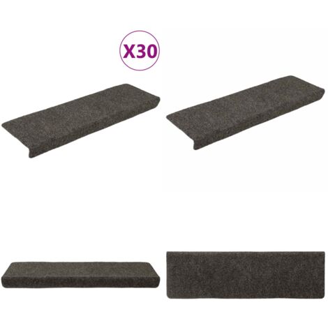 Tappetini per scale autoadesivi 30 pz 65x21x4 cm Antracite Bordo rettangolare - Tappeti autoadesivi - Tappeti antiscivolo