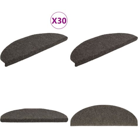 Tappetini per scale autoadesivi 30 pz 65x21x4 cm Antracite Semicircolari Grandi - Tappeti antiscivolo - Tappeti per scale autoadesivi