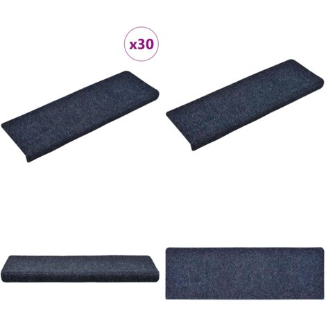 Tappetini per scale autoadesivi 30 pz 65x21x4 cm blu bordo rettangolare - Tappeti autoadesivi - Tappeti per scale autoadesivi