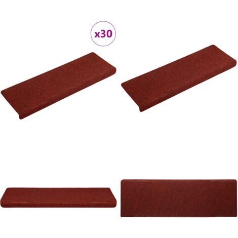 Tappetini per scale autoadesivi 30 pz 65x21x4 cm Bordeaux Rosso Bordo rettangolare - Tappeti autoadesivi - Tappeti antiscivolo