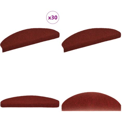 Tappetini per scale autoadesivi 30 pz 65x21x4 cm Bordeaux Rosso Semicircolari Grandi - Tappeti autoadesivi - Tappeti per scale autoadesivi
