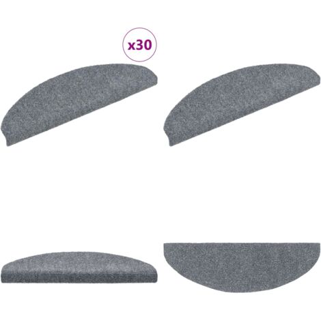 Tappetini per scale autoadesivi 30 pz 65x21x4 cm Grigio chiaro Semicircolari Grandi - Tappeti autoadesivi - Tappeti per scale autoadesivi