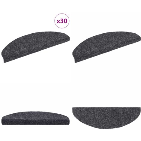Tappetini per scale autoadesivi 30 pz 65x21x4 cm Grigio scuro Semicircolari Grandi - Tappetini autoadesivi - Tappeti per scale