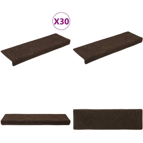 Tappetini per scale autoadesivi 30 pz 65x21x4 cm marrone bordo rettangolare - Tappeti autoadesivi - Tappeti per scale autoadesivi