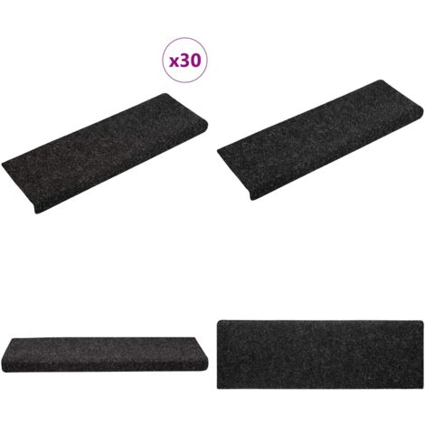 Tappetini per scale autoadesivi 30 pz 65x21x4 cm neri bordo rettangolare - Tappeti autoadesivi - Tappeti antiscivolo